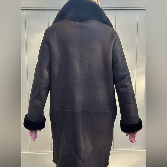 Fully Reversible Shearling Knee Length Coat - Picture 3 of 5
